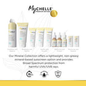 MyChelle Sun Shield Clear Spray reef-safe logo indicating coral-friendly protection.