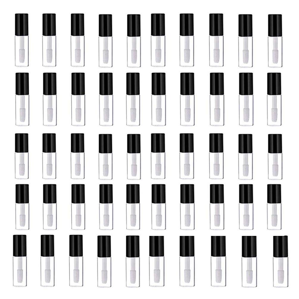 Mydio 50-pack 1.2ml clear lip gloss tubes for easy refills and storage.