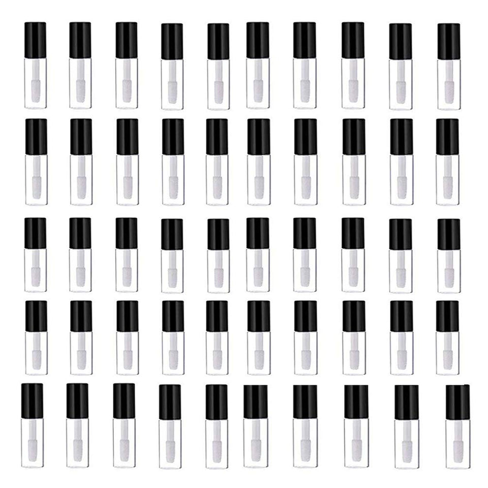 Mydio 50-pack 1.2ml clear lip gloss tubes for easy refills and storage.