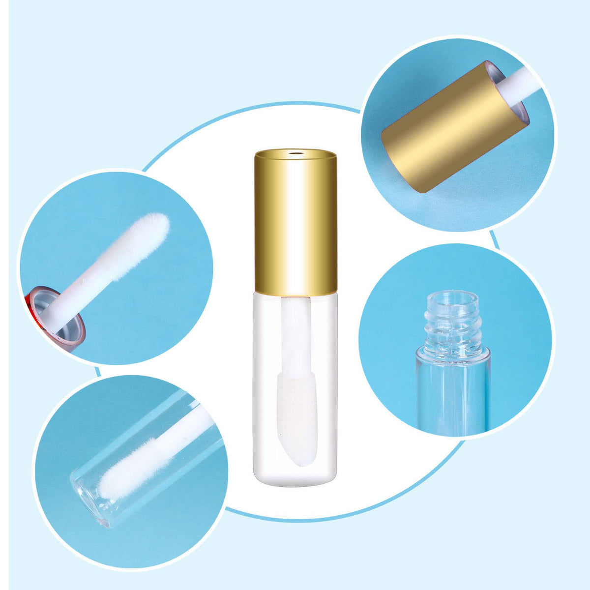 Mydio empty 1.2 ml container for lip gloss and lash oil, compact and portable.