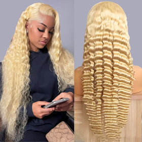 MYDIVA 613 deep wave lace front wig showing dramatic length and fullness