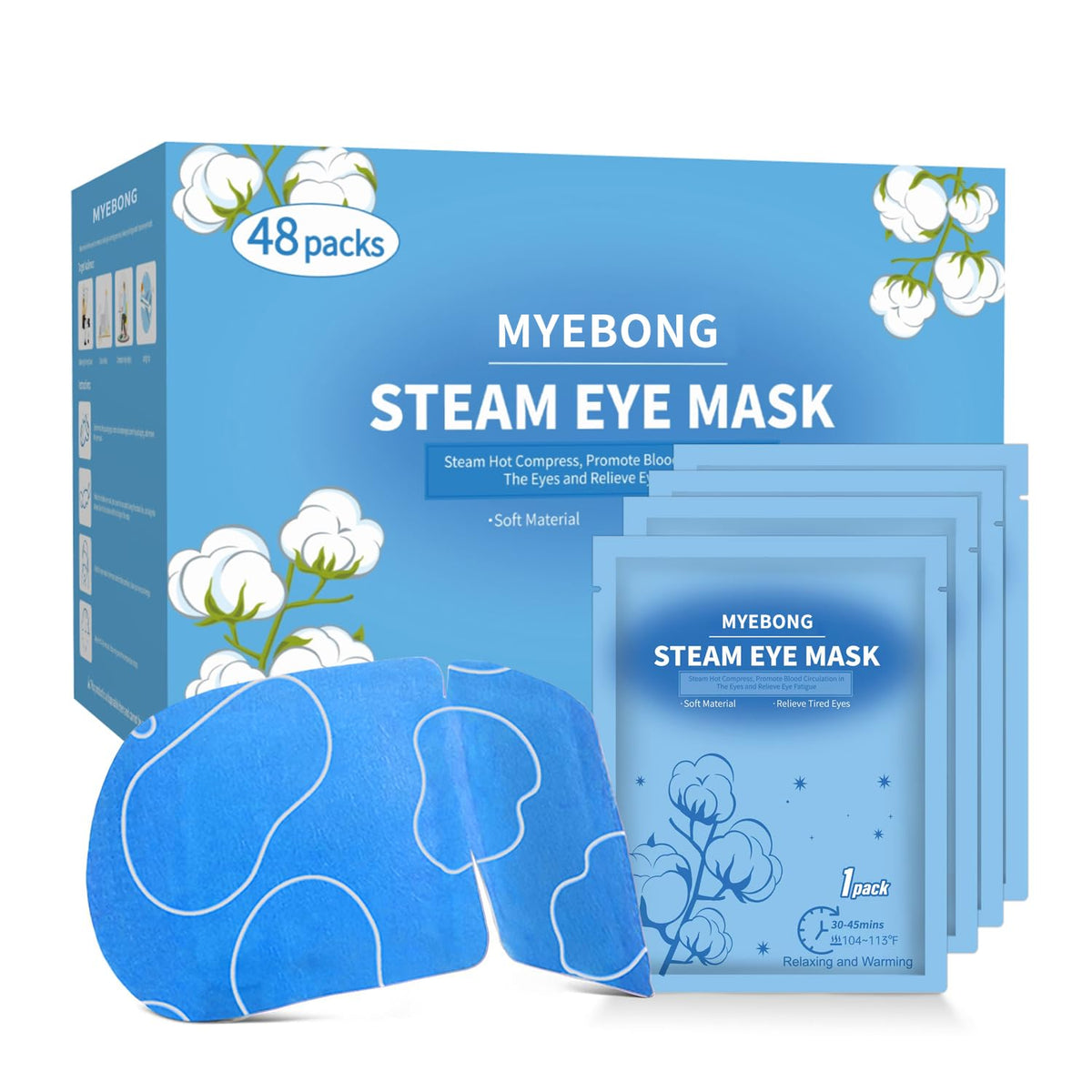 MYEBONG steam eye mask activation shows quick self-heating for relaxation