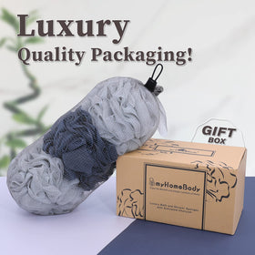 MyHomeBody 3-pack bath sponges for shared or family use.