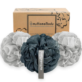 myHomeBody large loofah 70g delivers a rich lather with gentle exfoliation.