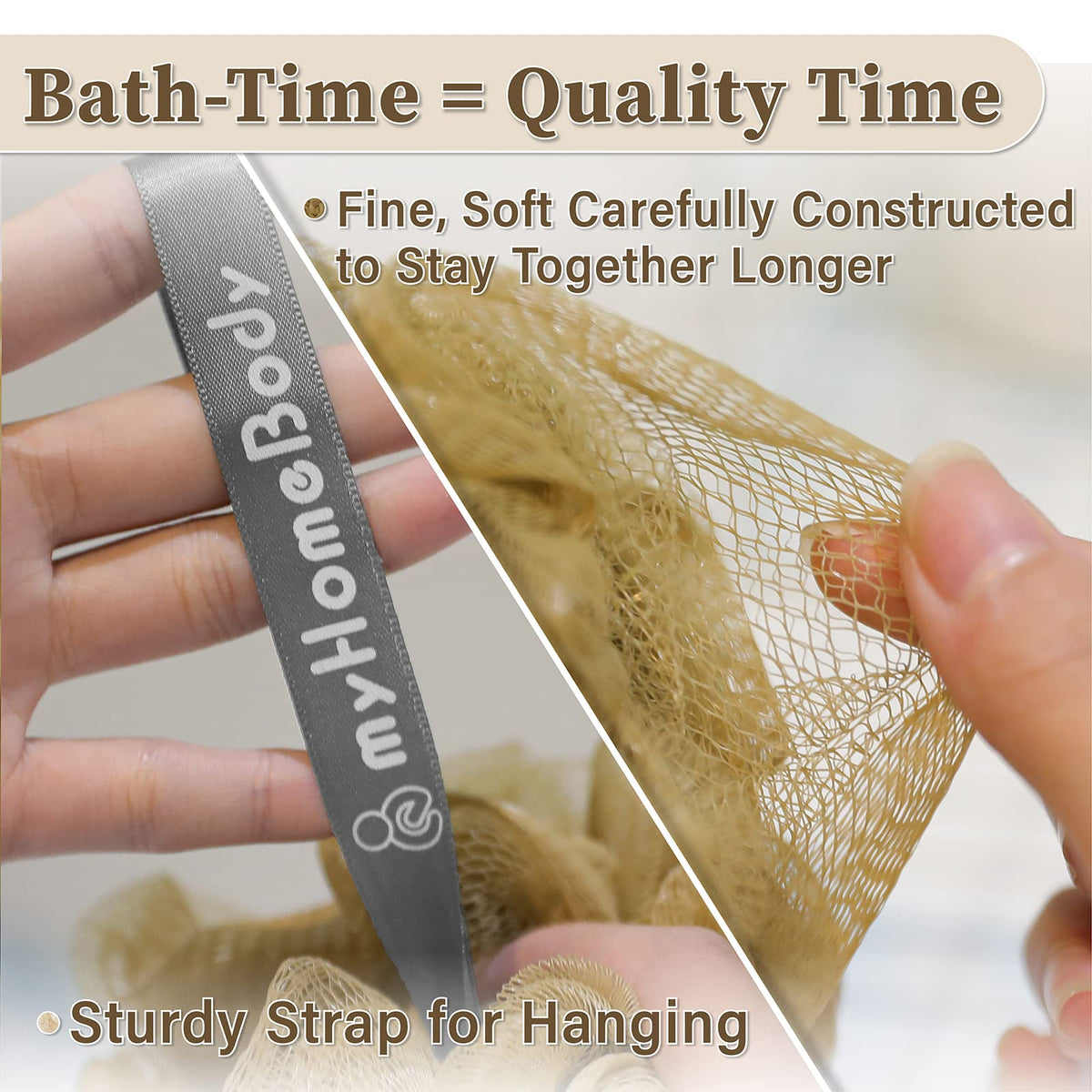 myHomeBody loofah infused with activated charcoal for deep cleansing