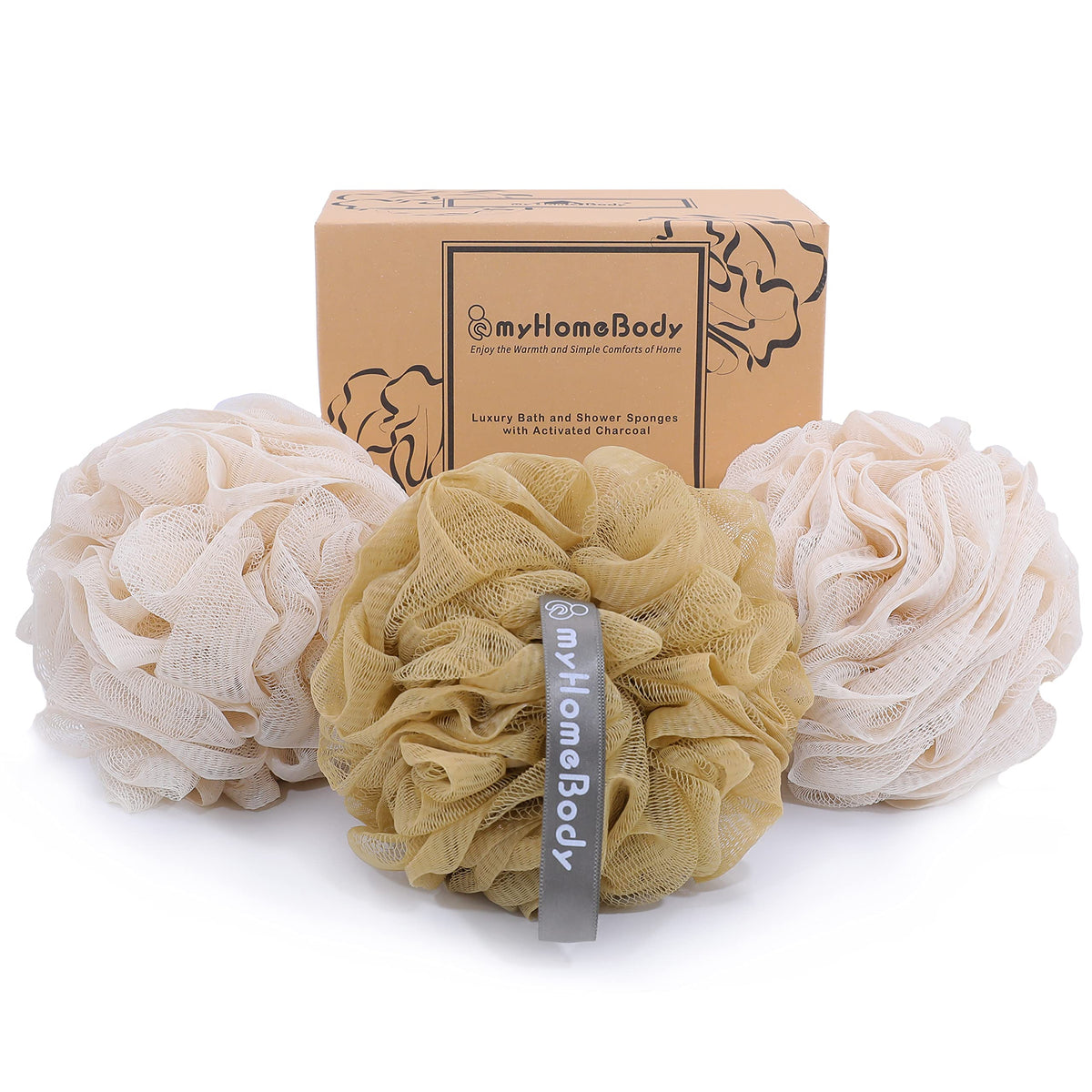 myHomeBody large 70g loofah creating a rich lather for gentle cleansing