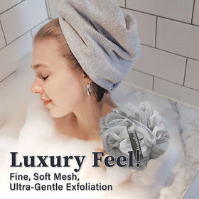MyHomeBody charcoal-infused loofah sponge for refreshing cleansing.