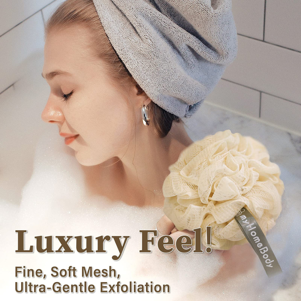 myHomeBody loofah texture for luxurious exfoliation during shower