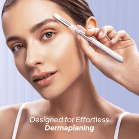 Close-up of MyMed 10R blades highlighting precision for safe at-home dermaplaning