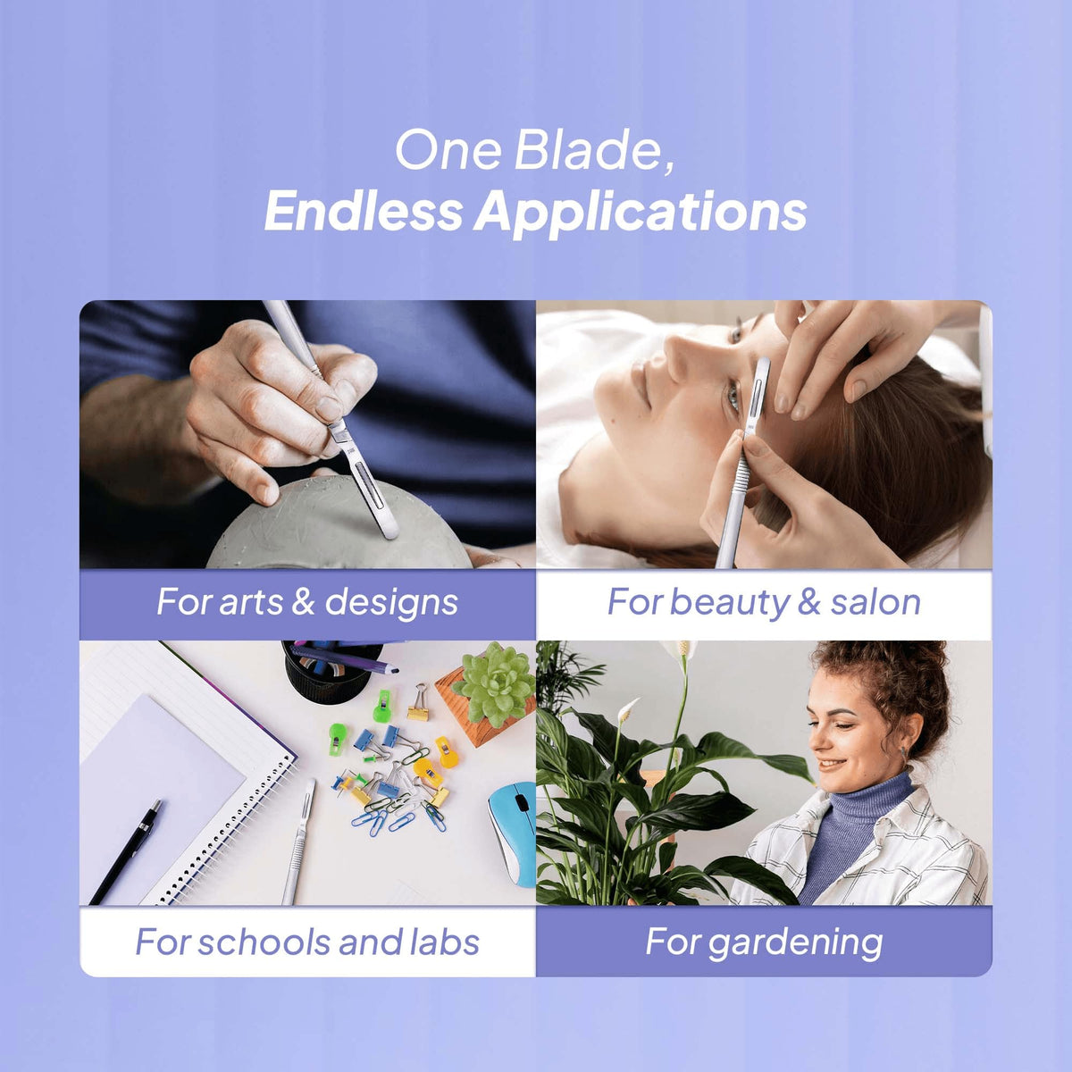 Angle guide with MyMed 10R blades demonstrating easy dermaplaning technique