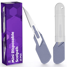 MyMed dermaplane razor close-up highlighting sharp blade for gentle facial grooming.