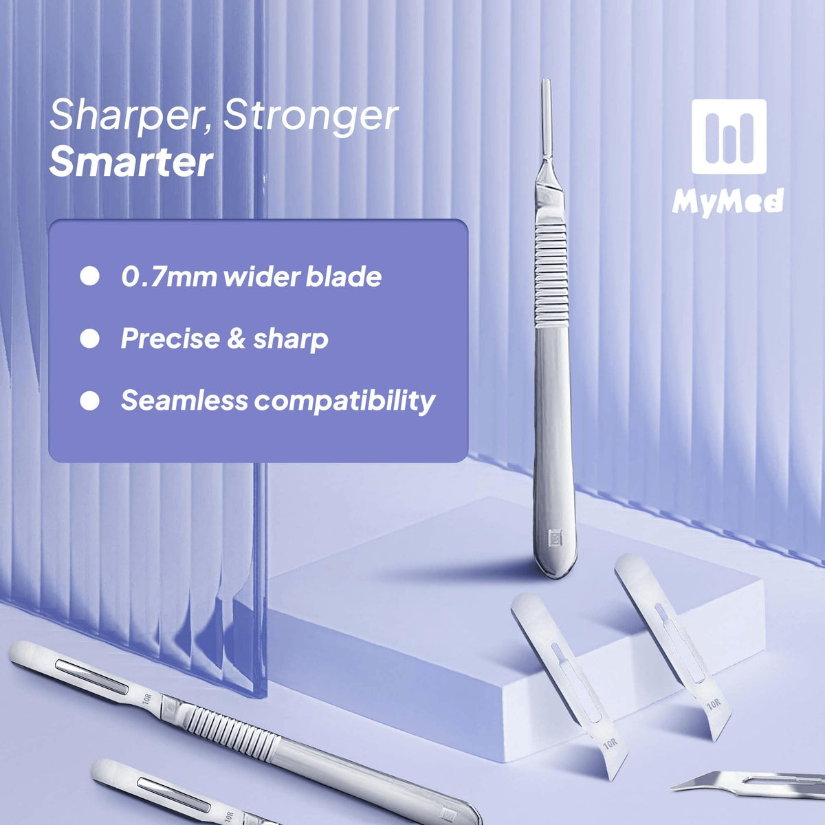 MyMed stainless steel handle with 10R blades ready for durable use