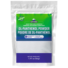 MYOC DL-Panthenol powder packaging for cosmetic-grade formulations.