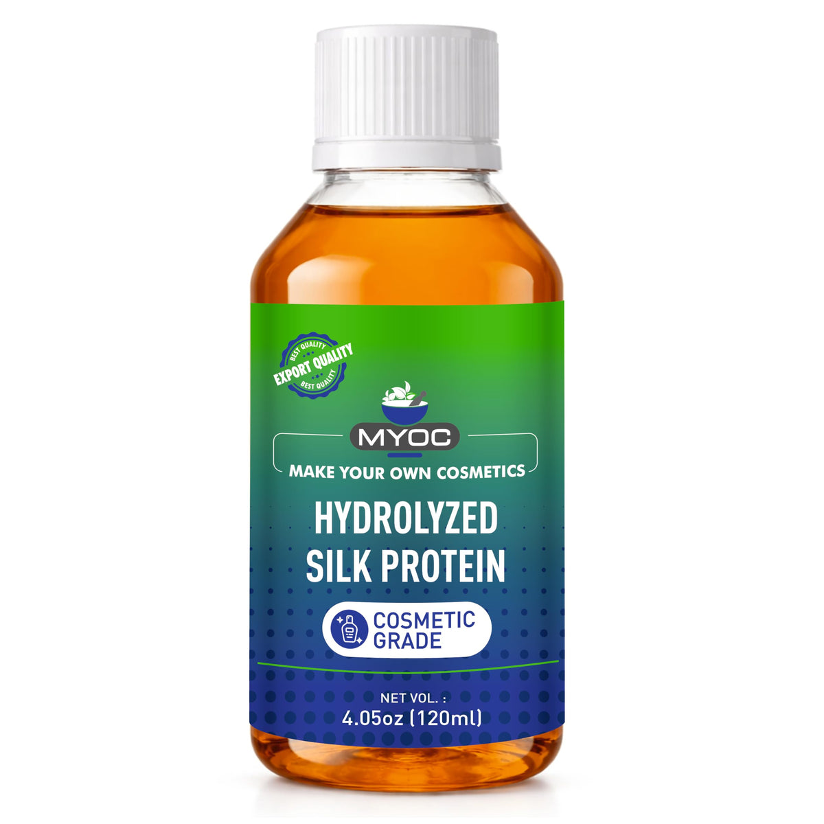 MYOC Hydrolyzed Silk Protein bottle for silky skin and smooth hair formulations