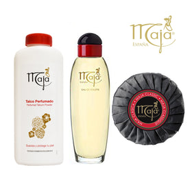 Maja by Myrurgia product shot highlighting the set for versatile day-to-night fragrance.