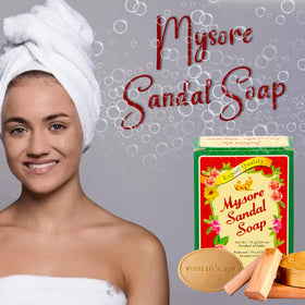 Mysore Sandal Soap 75g bar on dish, easy skincare ritual at sink.