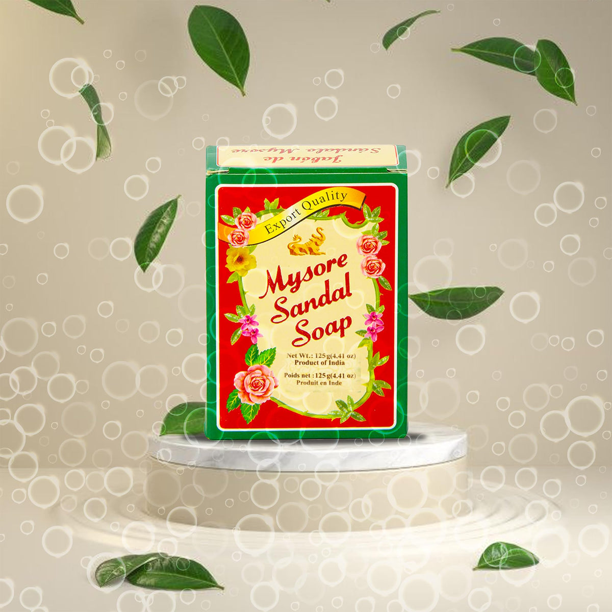 Mysore Sandal Soap bars close-up showing smooth texture for daily cleansing.