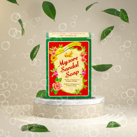 Mysore Sandal Soap bars close-up showing smooth texture for daily cleansing.