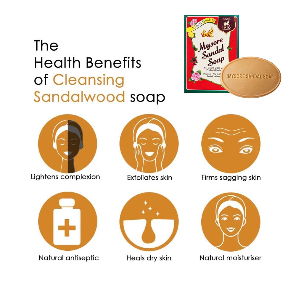Mysore Sandal Soap with woodsy aroma for daily freshness.