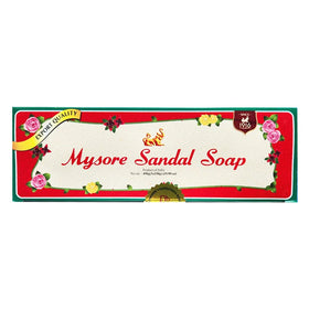 Mysore Sandalwood Soap pack showing 12 bars for extended family use.