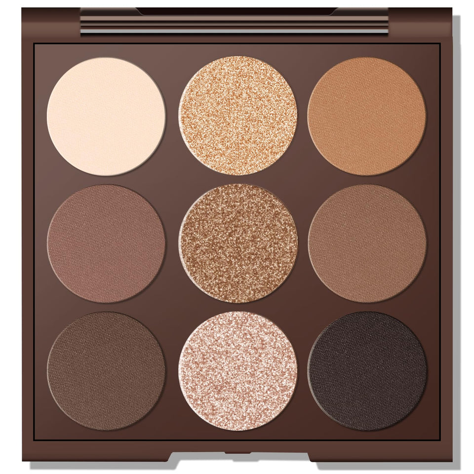 MYSTER ROSEY neutral eyeshadow palette open with mirror for quick everyday looks
