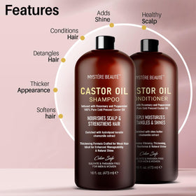 Mystère Beauté castor shampoo bottle highlighting sulfate-free formula for daily cleansing