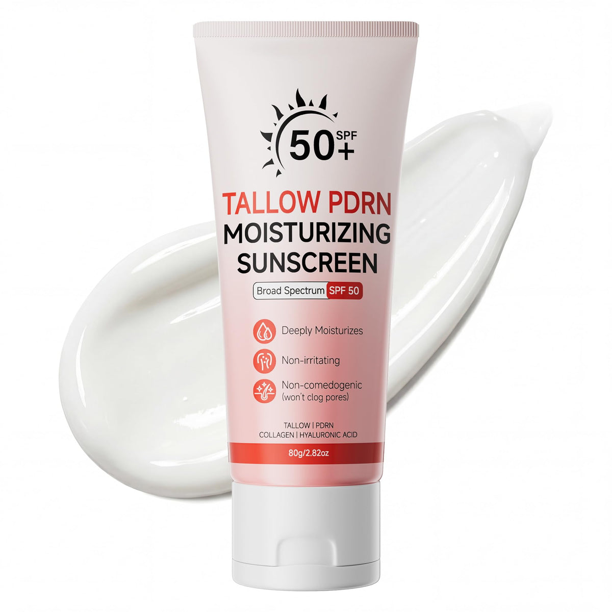 Mystic Orchard beef tallow sunscreen bottle demonstrates SPF 50 protection for daily use