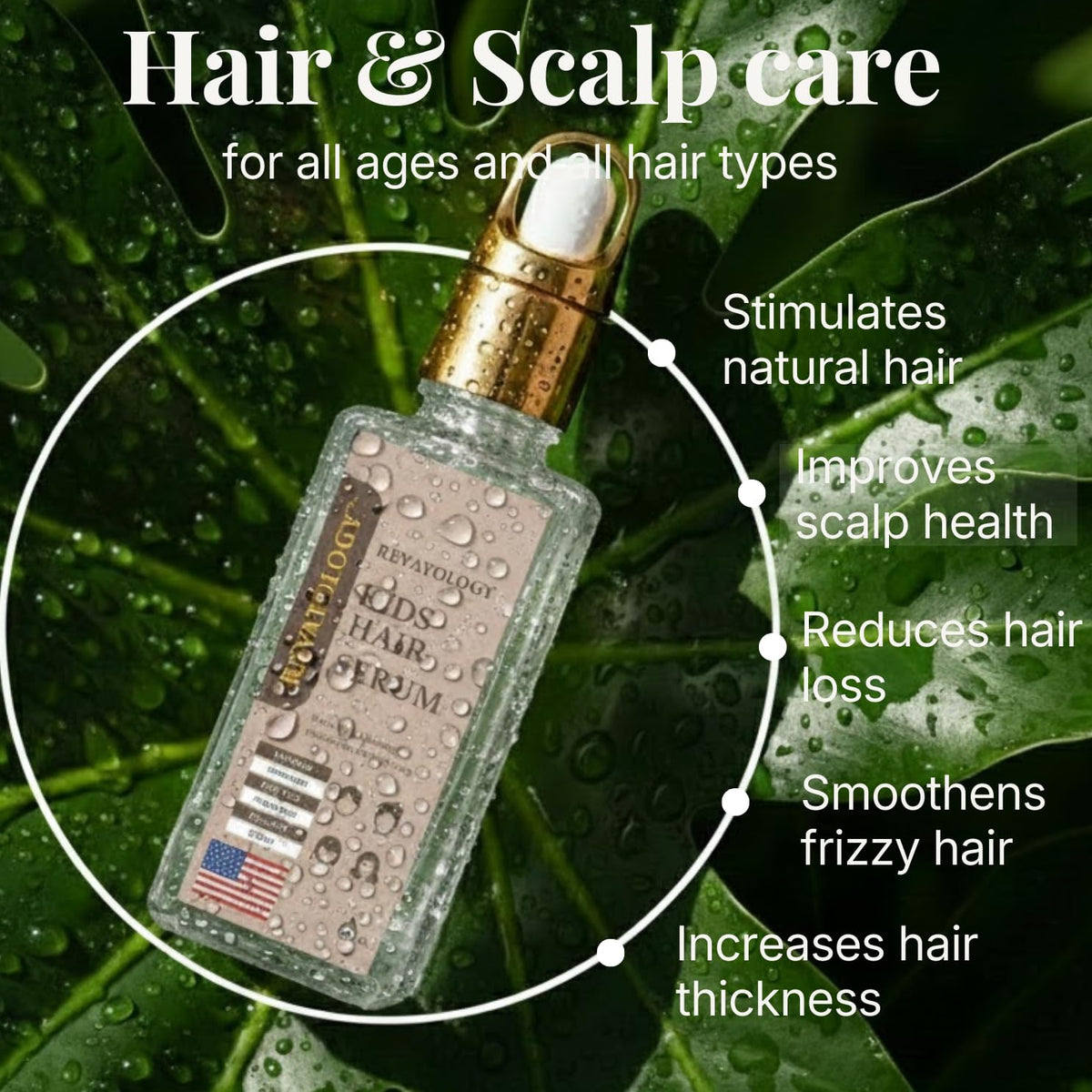 Mystique Abundance Revatology Kids dropper close-up, precise scalp application