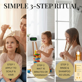 Mystique Abundance Revatology Kids Scalp Treatment image suggests relief from dryness.