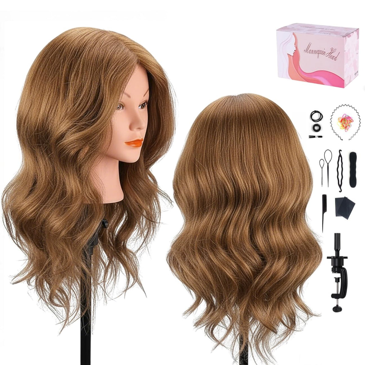 MYSWEETY mannequin head with 18-inch blonde hair for professional styling practice.