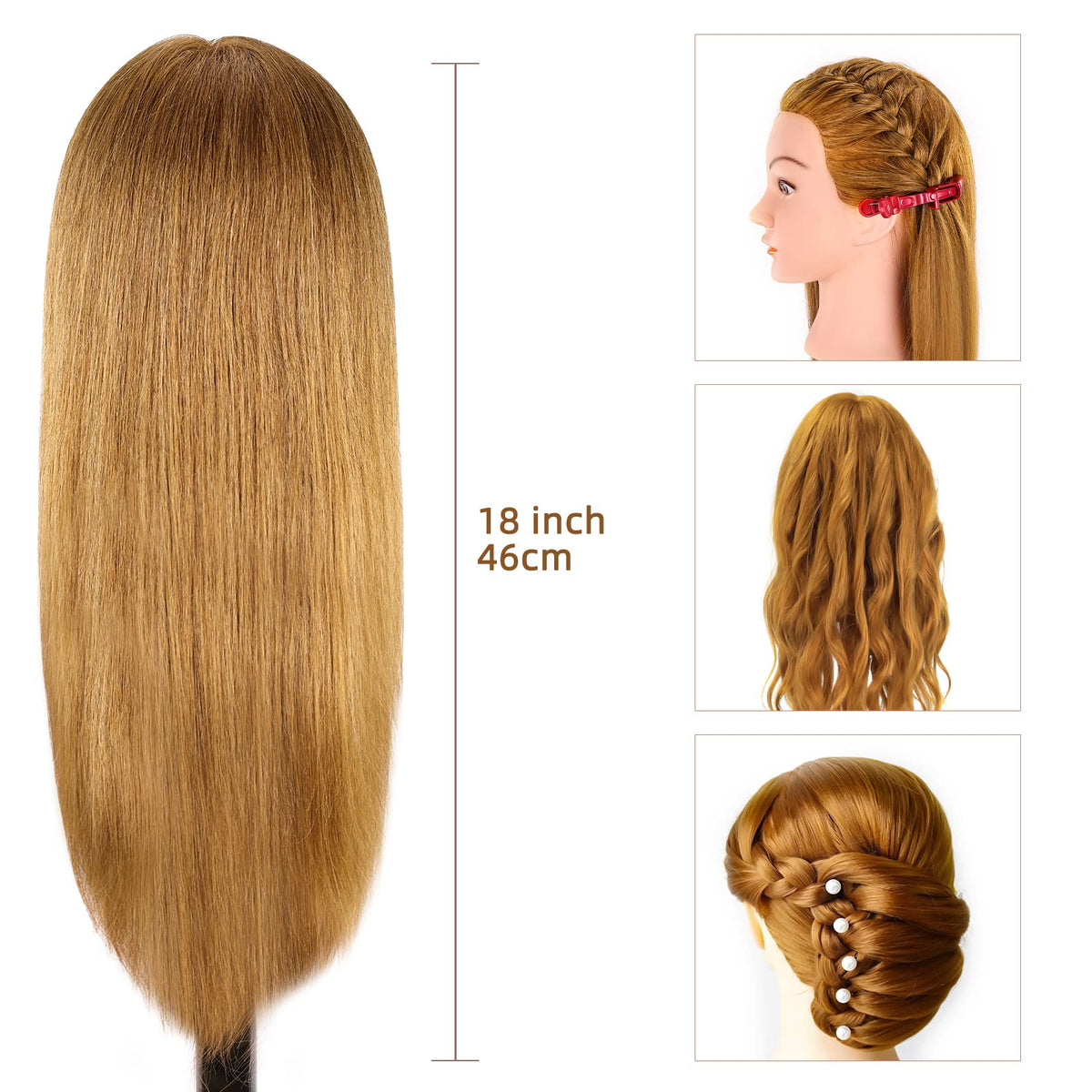 MYSWEETY mannequin head with stand and clips for secure, steady styling.