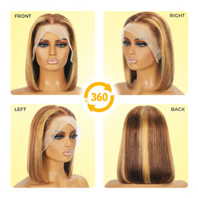 Mysyty honey blonde bob wig, 8 inch, natural-looking hairline.
