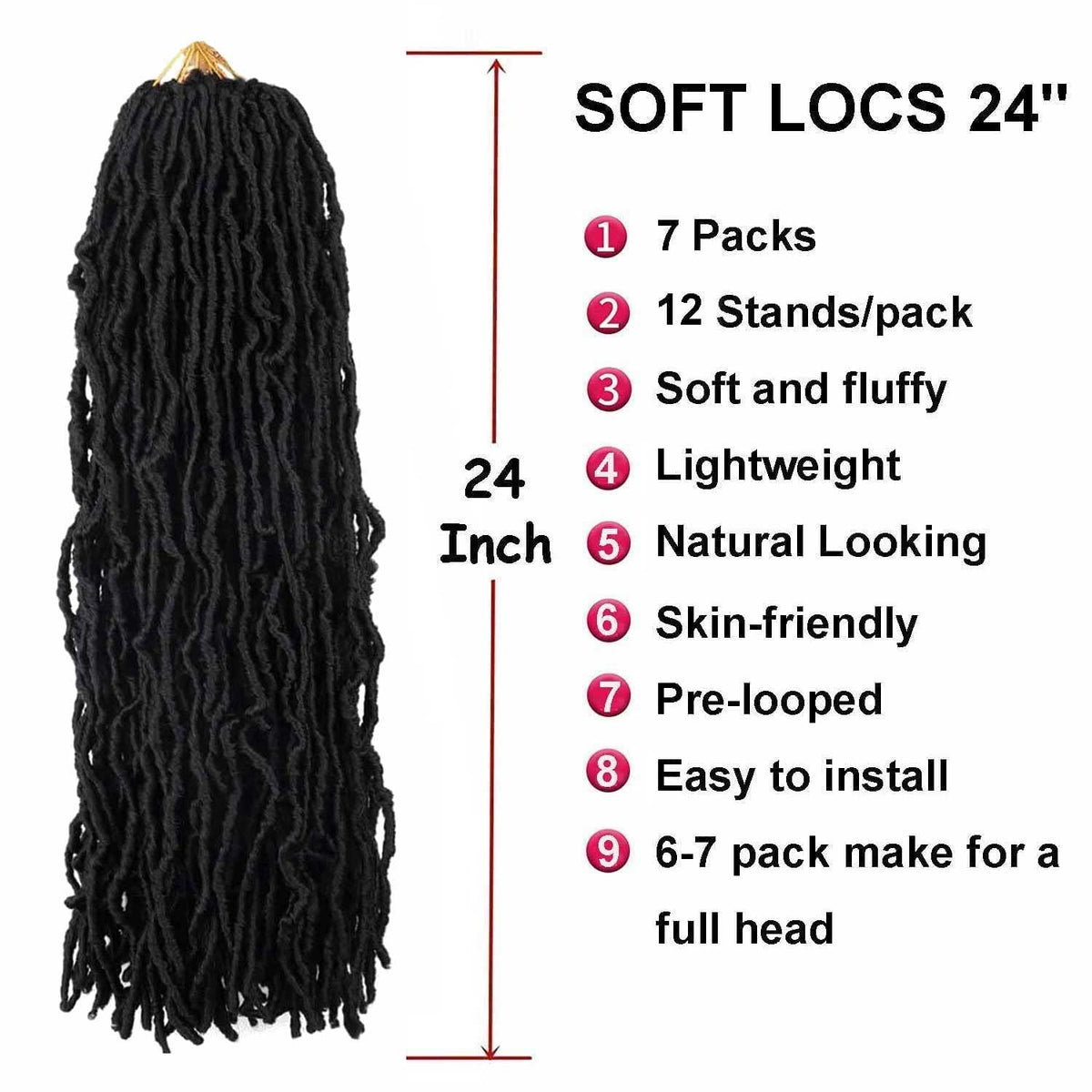 Mytarku 24-inch faux locs crochet braids for versatile protective styling.