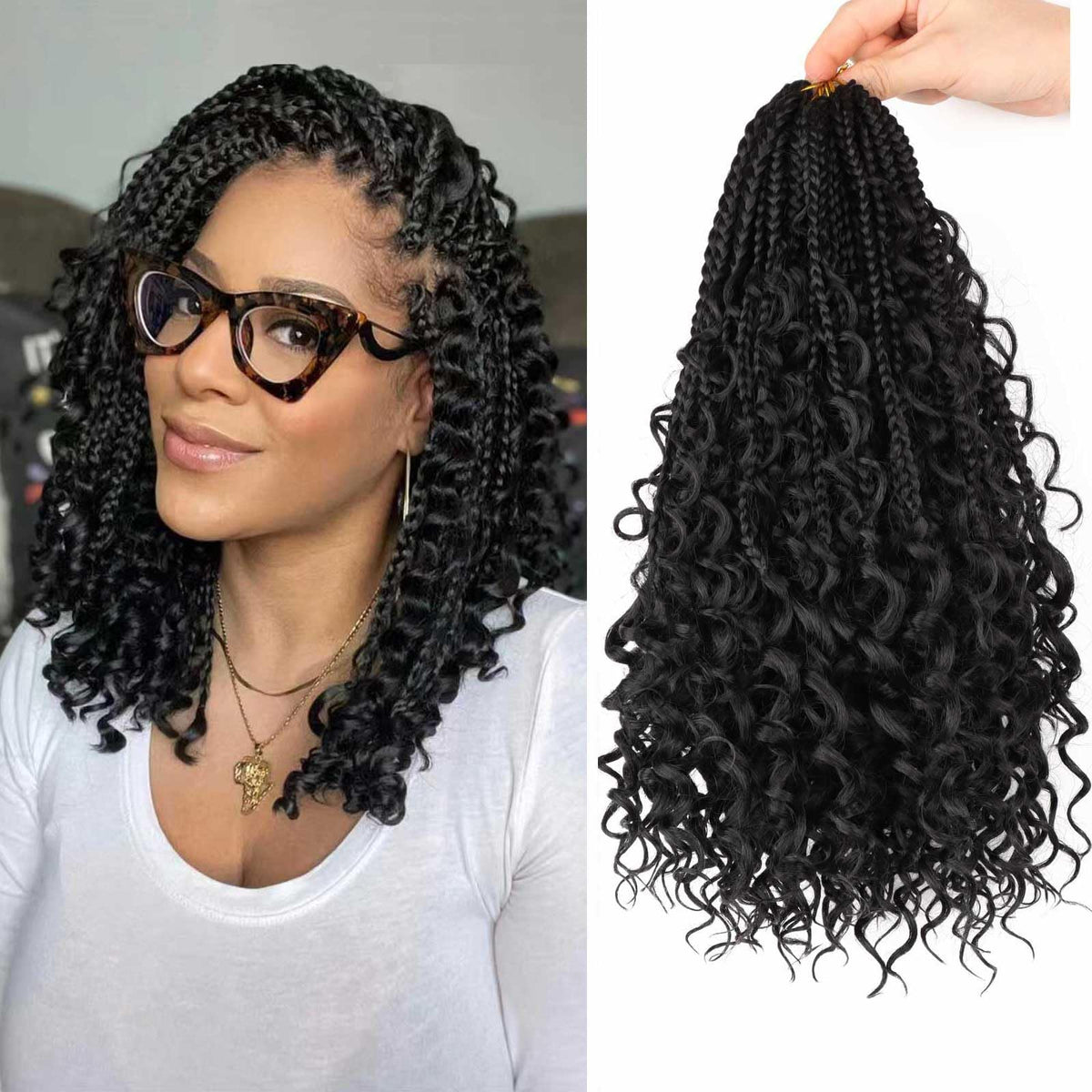 Mytarku bohemian box braids 12 inch pre-looped for quick at-home install.