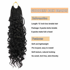 Mytarku goddess box braids 12 inch curly ends for versatile boho looks.