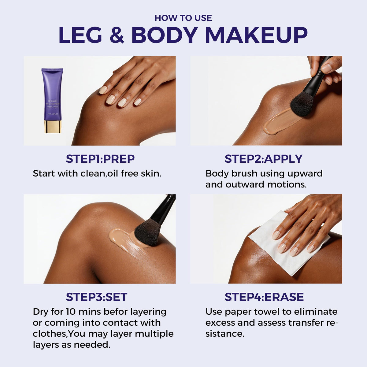Back and shoulder coverage for even skin tone