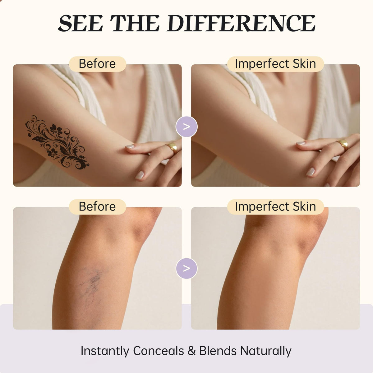 MyTend full-coverage concealer blends for a natural-looking skin finish.