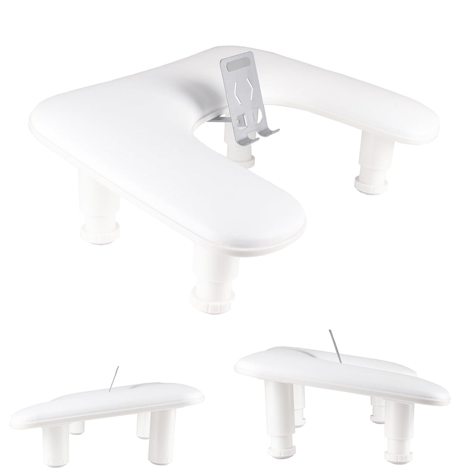MZCMSL manicure arm rest with 360° rotating phone holder for easy client access.