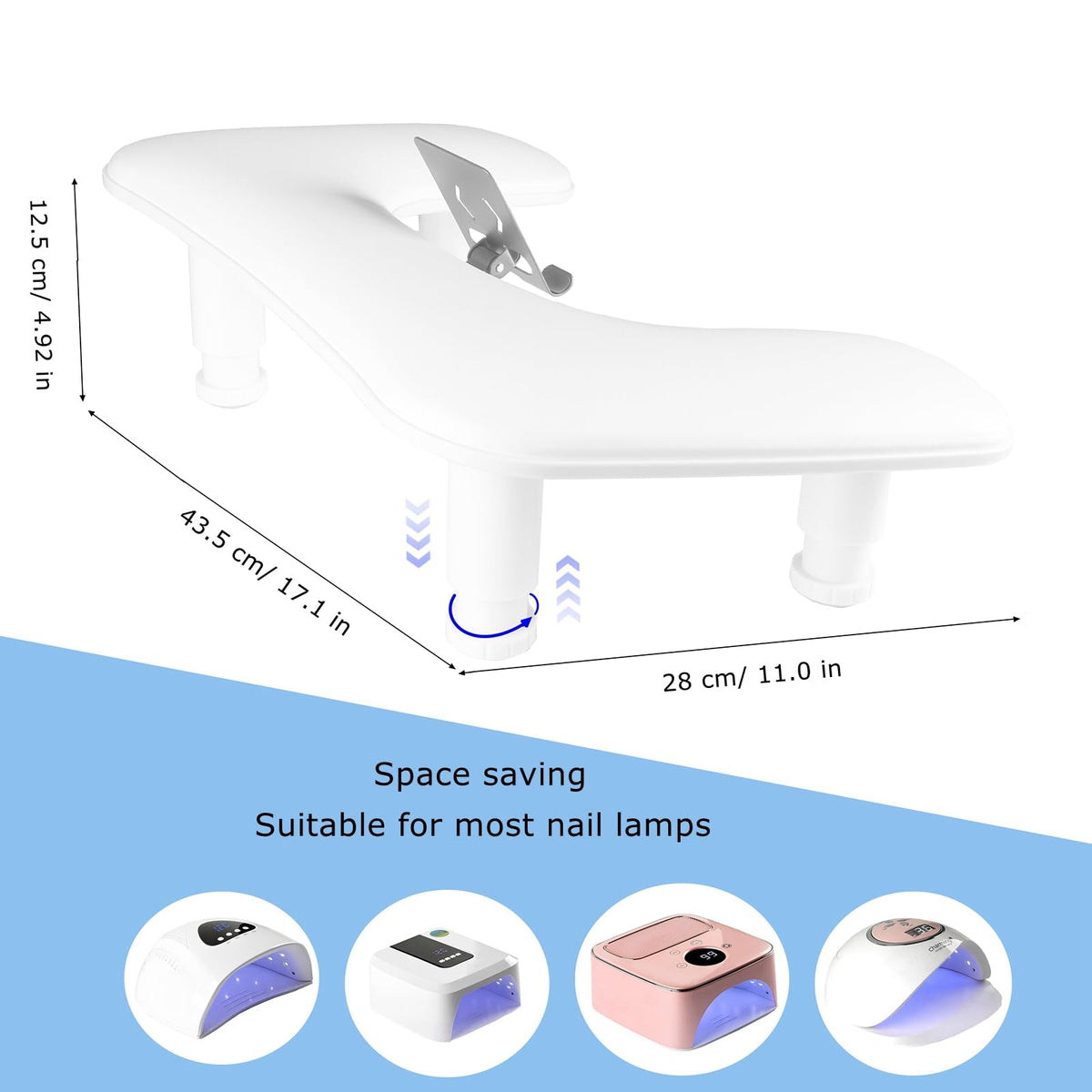 Anti-slip silicone pad protects surfaces and stabilizes the setup.