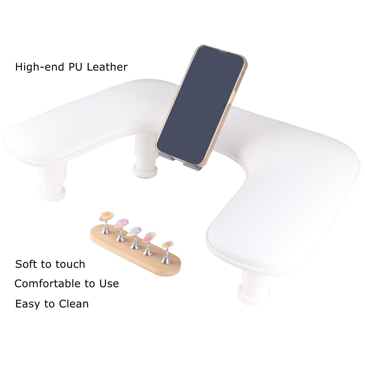 Soft PU leather finish feels smooth and easy to clean.