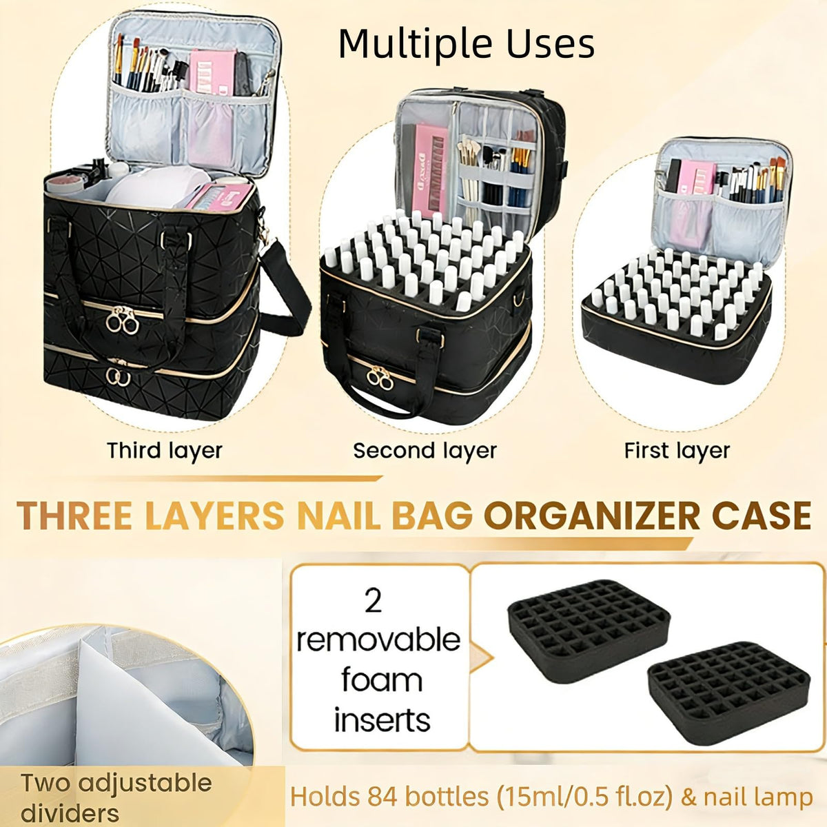 MZTXY nail lamp fits in the top compartment for quick access