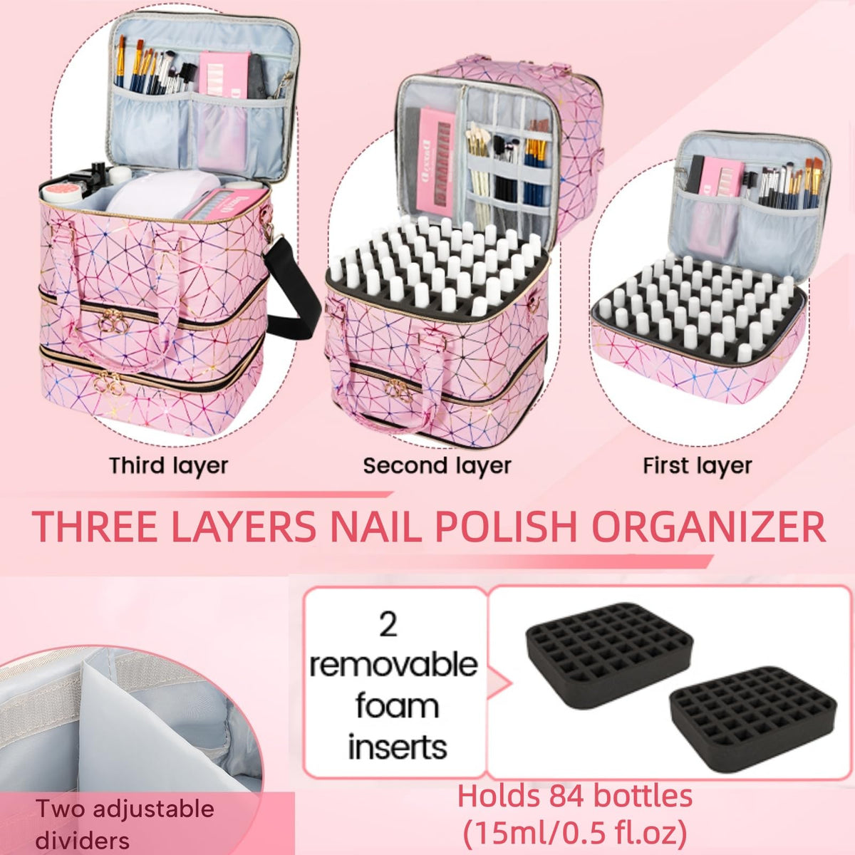 MZTXY nail lamp in upper compartment for easy access