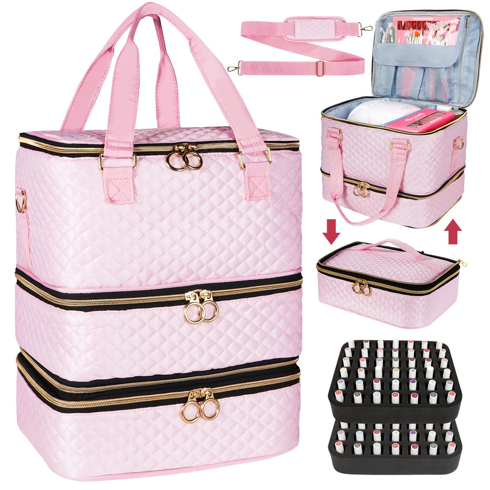 MZTXY nail polish organizer bag holds 84 bottles for easy storage and quick access.