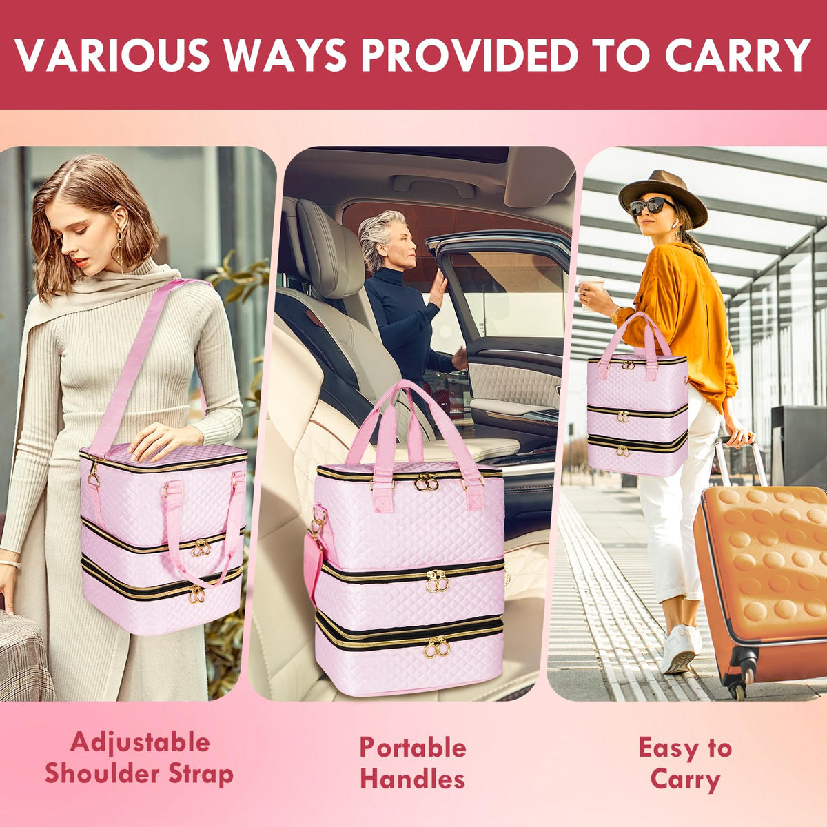 31.3-inch adjustable shoulder strap ensures comfortable carrying wherever you go.