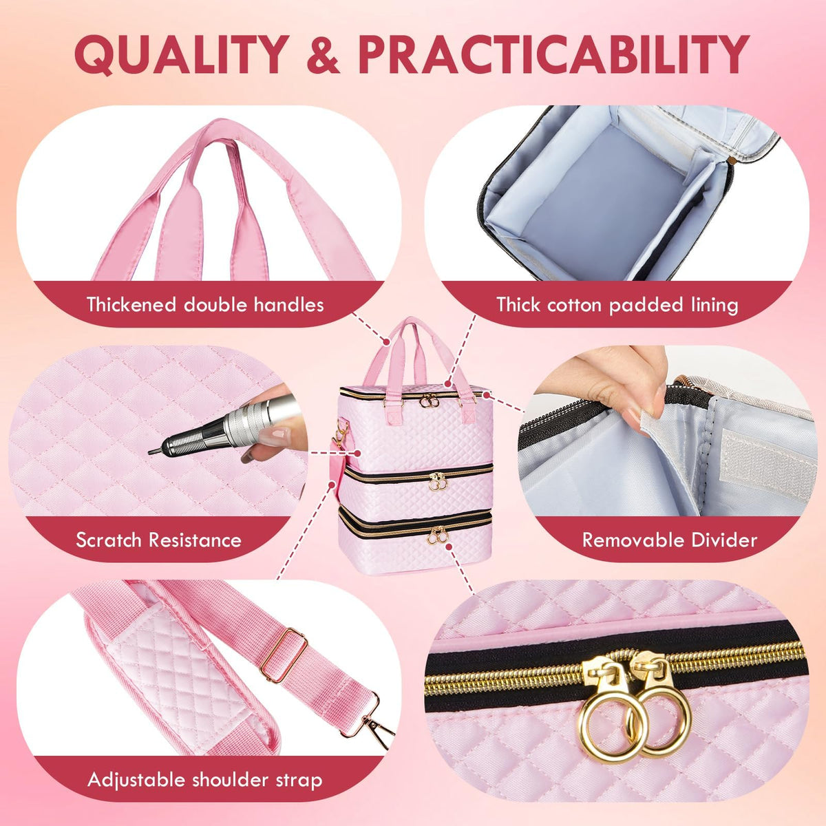 Durable nylon exterior resists scratches and cleans easily for long-lasting use.