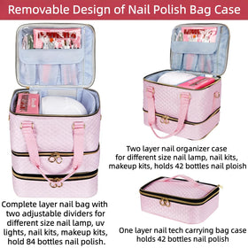 Removable third layer offers flexible storage for on-the-go nail art gear.