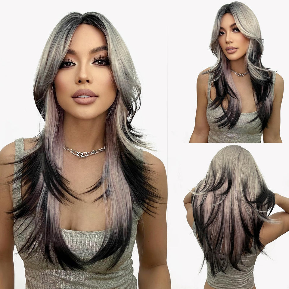 N NAYASA Ombre Blonde Wig with curtain bangs; versatile daily wear look