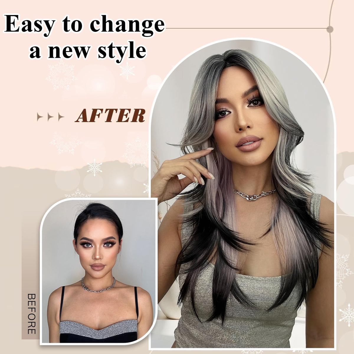 N NAYASA Ombre Blonde Wig with pink ends; playful splash for festive looks