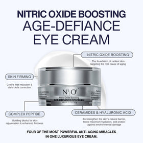N1O1 Eye Cream with nitric oxide technology highlighting nutrient delivery to skin