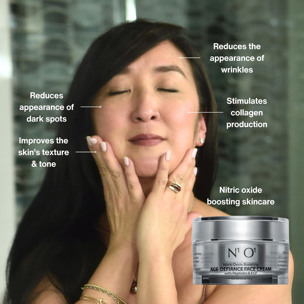 N1O1 moisturizer texture closeup reveals silky, fast-absorbing cream
